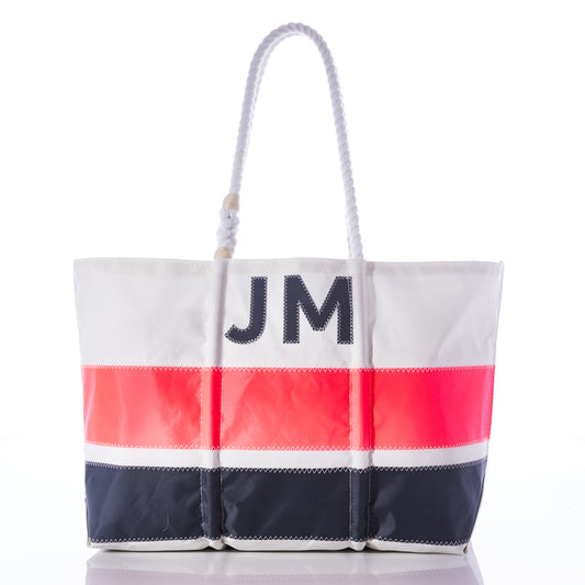 Custom Monogram Horizontal Stripe Large Tote
