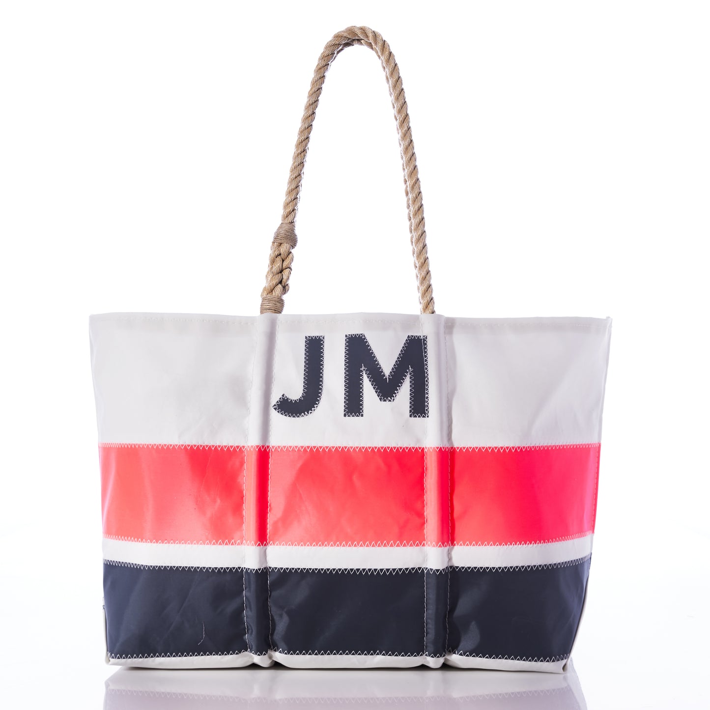 Custom Monogram Horizontal Stripe Large Tote