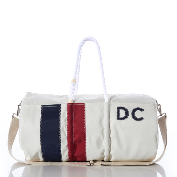 Custom Monogram Vertical Stripe Duffel - Navy Rope