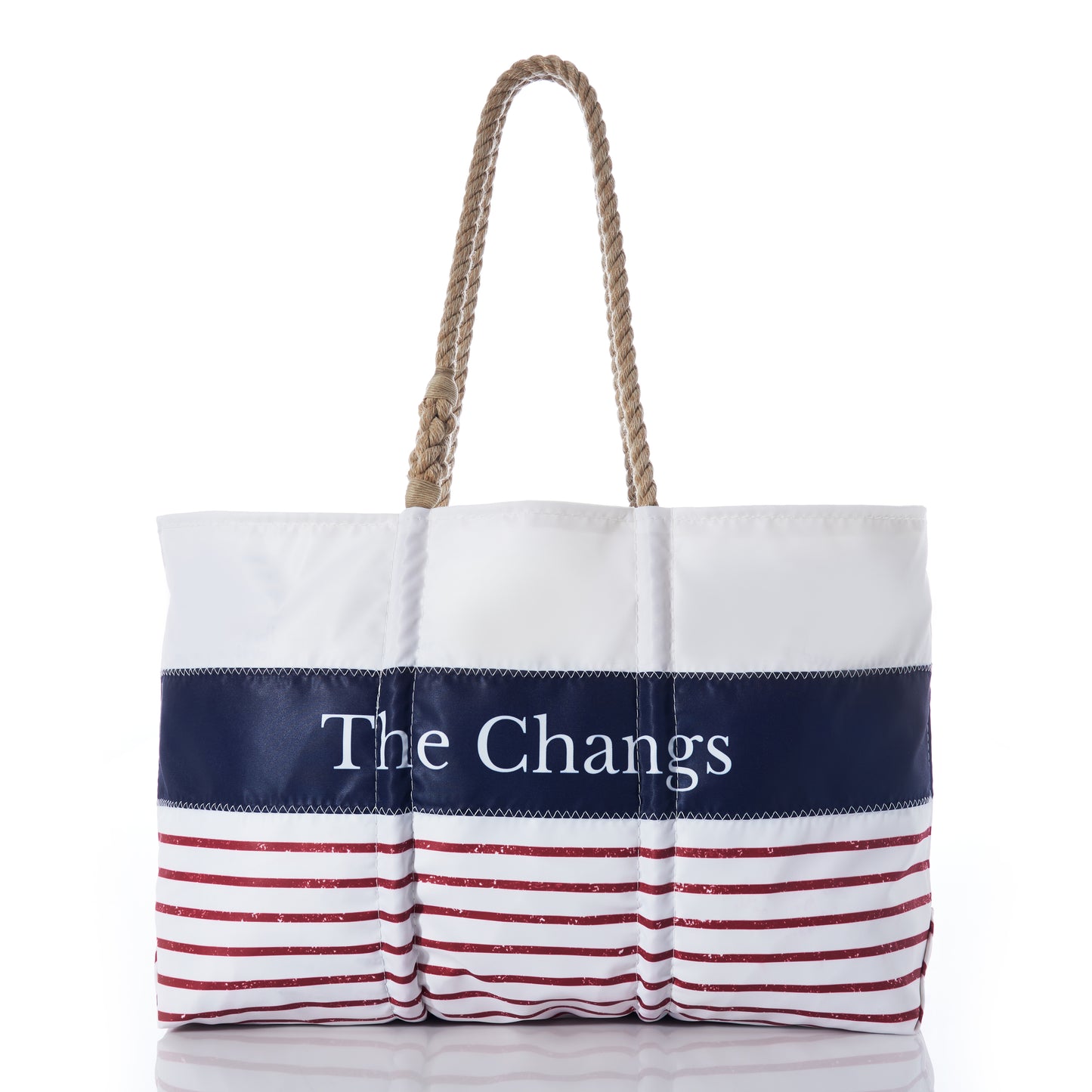 Custom Last Name Mariner Stripe Tote