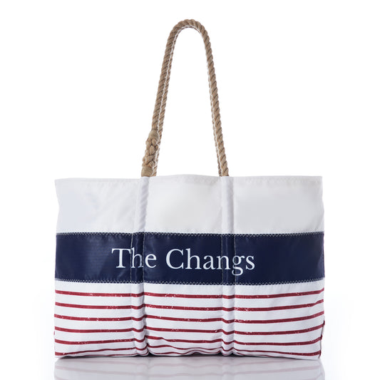 Custom Last Name Mariner Stripe Tote