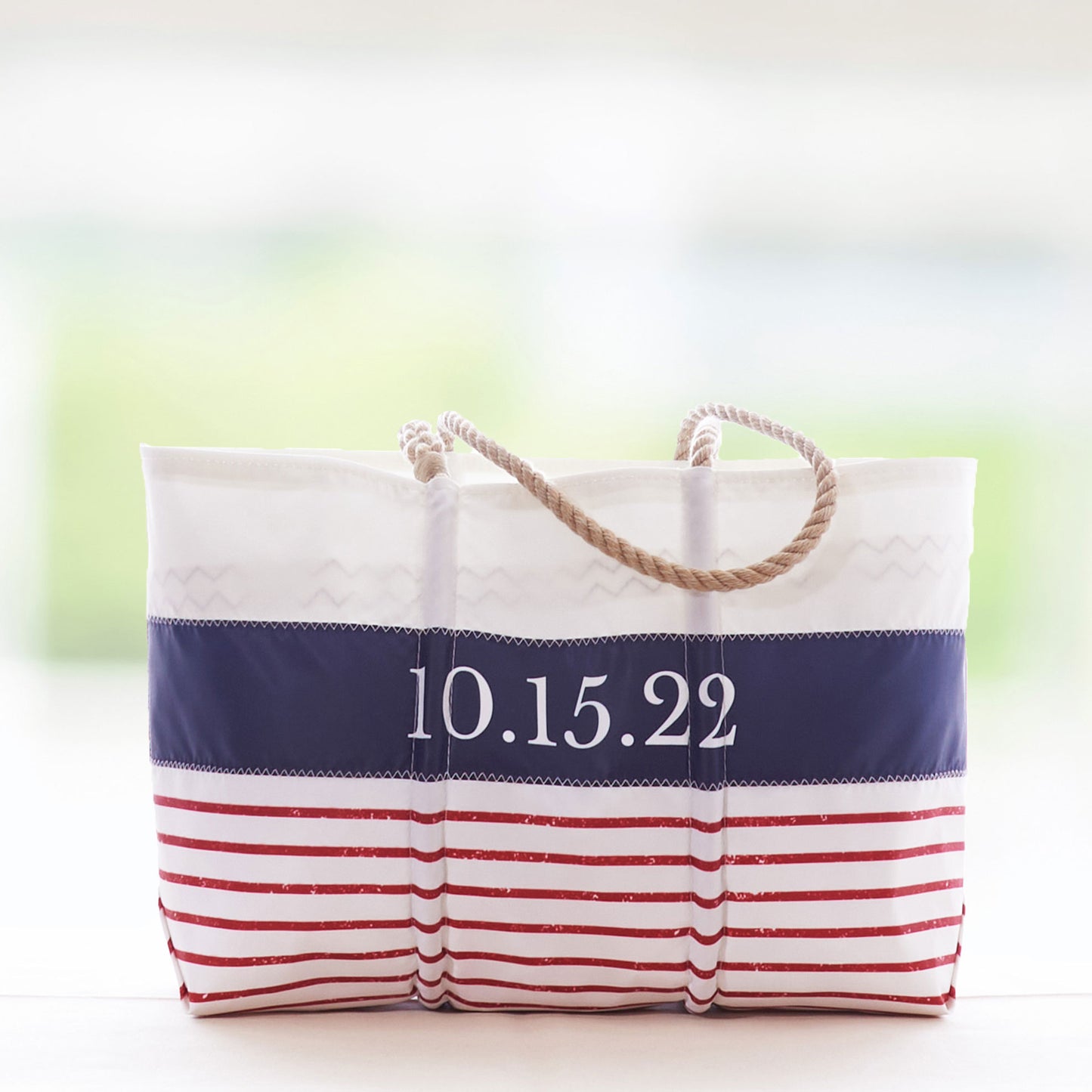 Custom Last Name Mariner Stripe Tote