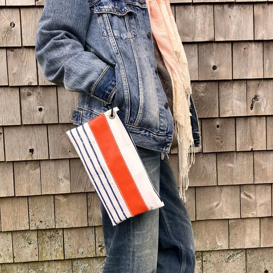 Trapline Mariner Stripe Large Wristlet - Orange