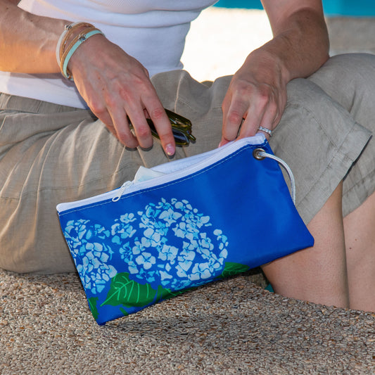 Harbor Blue Hydrangea Large Wristlet