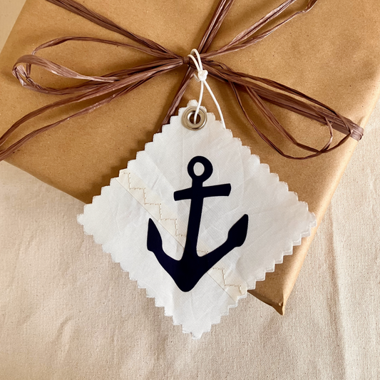 Navy Anchor Sail Cloth Gift Tag
