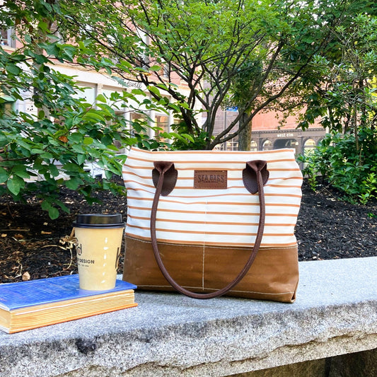 Tan Chebeague Stripe Handbag
