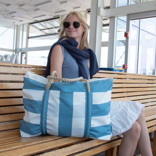 Denim Blue Trolley Sleeve Travel Pier Tote