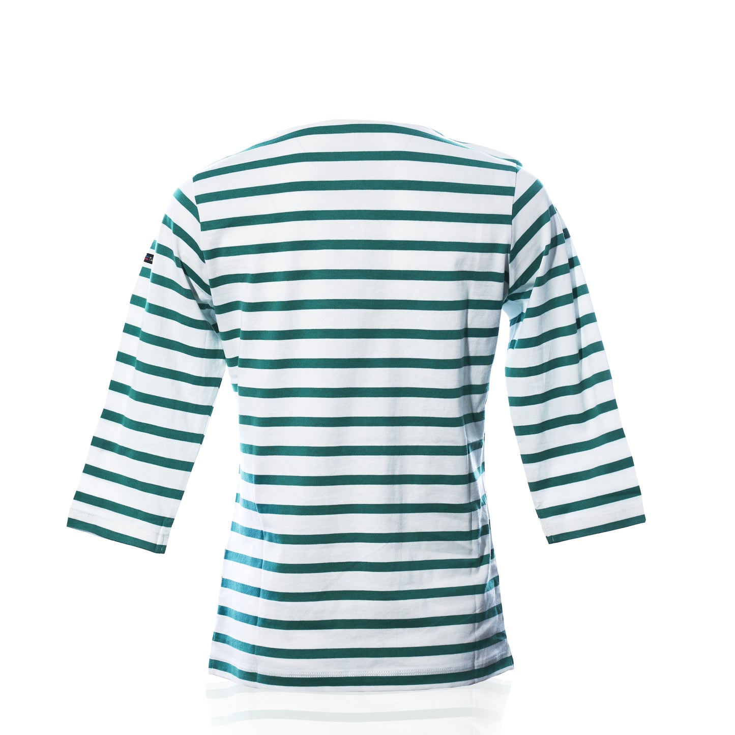 3/4 Sleeve Boatneck Top - Teal/Cream