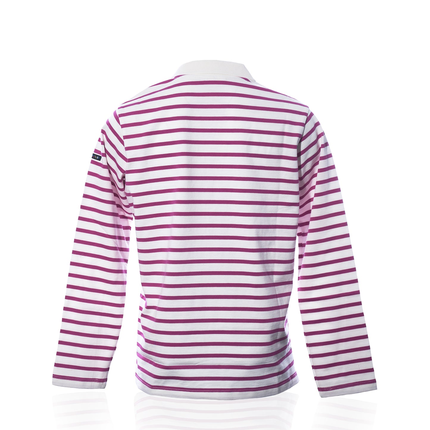 Long Sleeve Polo Shirt - Fuchsia/White