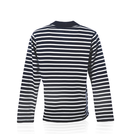 Long Sleeve Polo Shirt - Navy/White