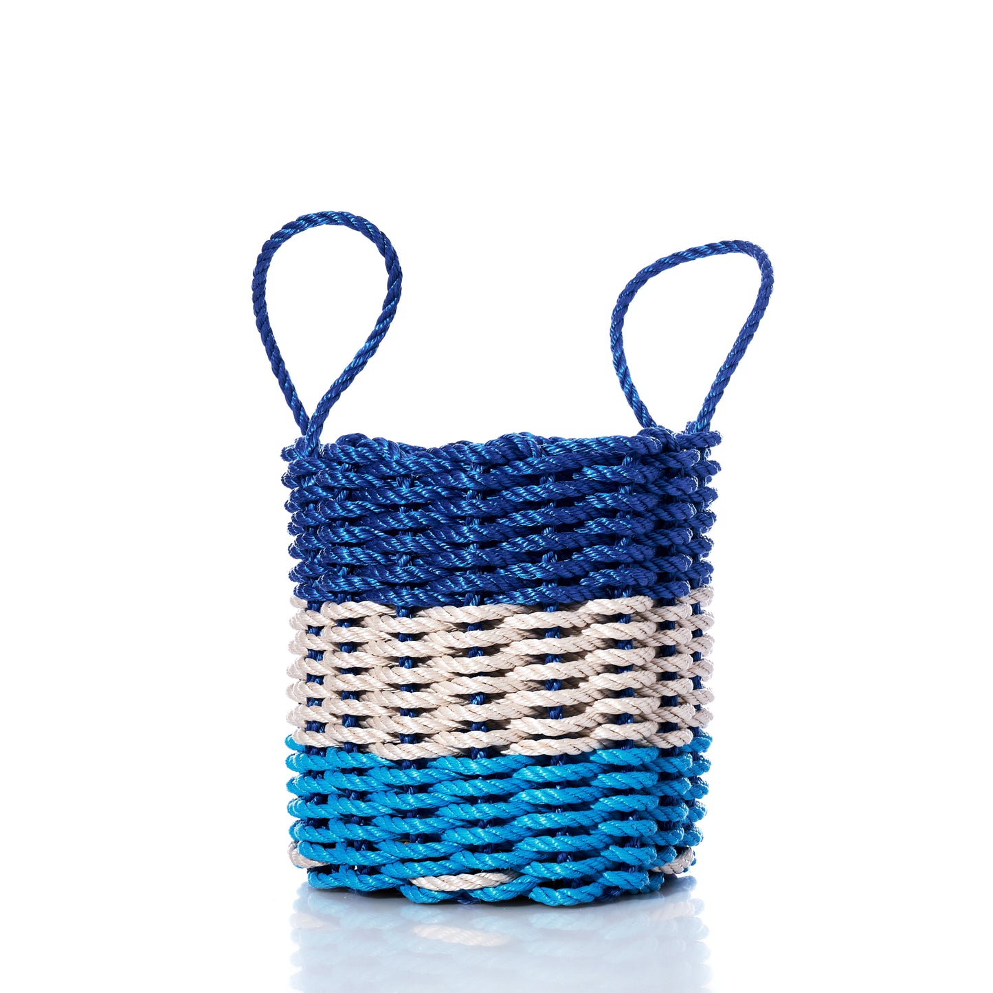 Fisherman Rope Basket - Blue, Light Blue, Tan
