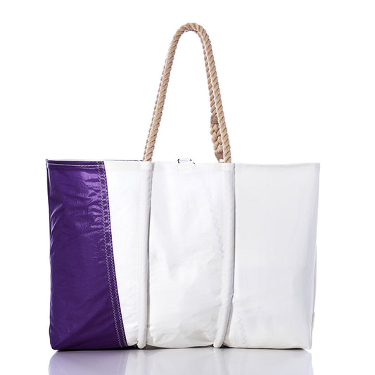 Vintage Purple and White Large Tote Alternate View