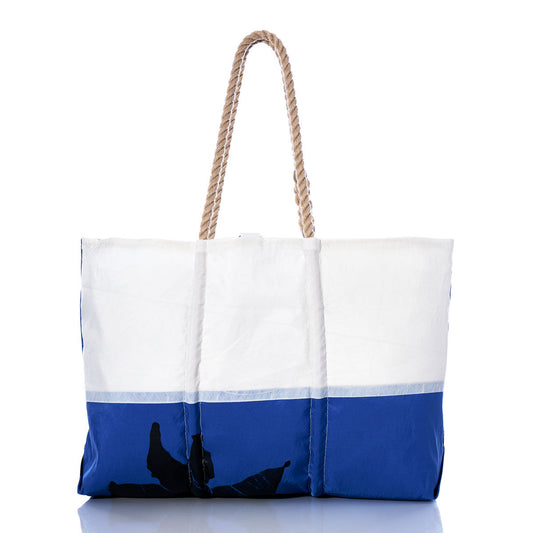 Vintage Black and Blue Graphic Large Tote Alternate View