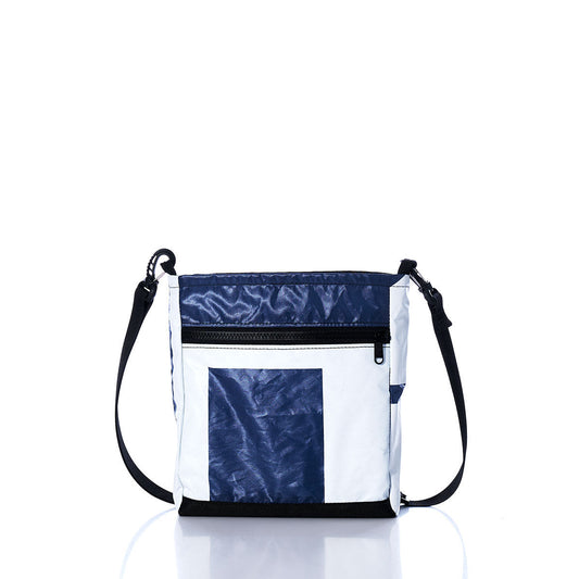 Vintage Blue and White Small Voyager Crew Crossbody Alternate View