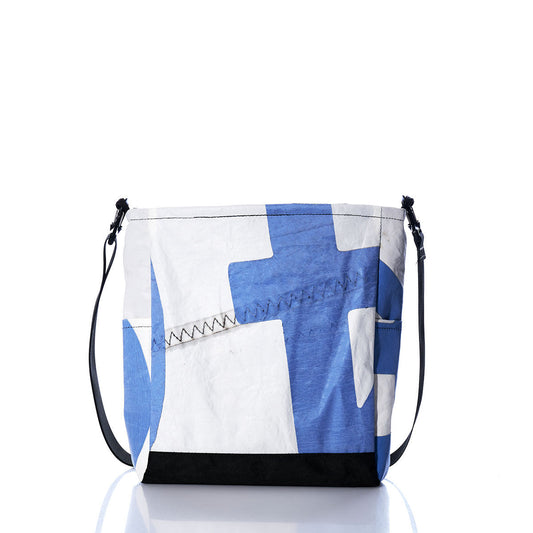 Vintage Blue and White Medium Voyager Crew Crossbody Alternate View