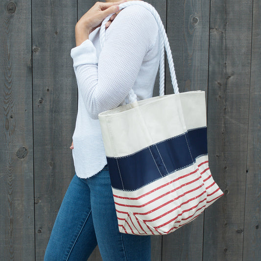 Red Mariner Stripe Medium Tote Alternate Image 1