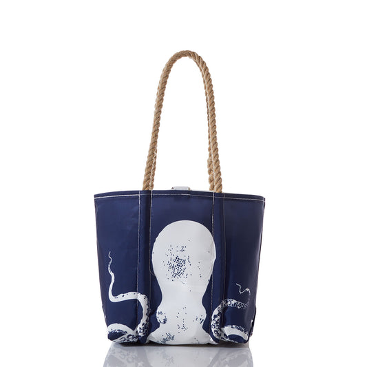 White on Navy Octopus Handbag