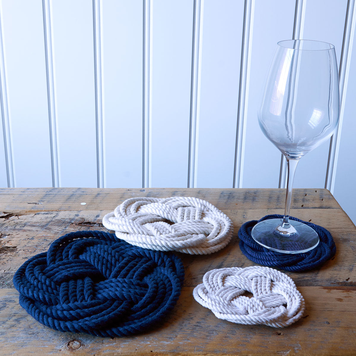 Nautical Sailor Knot Coasters-Navy