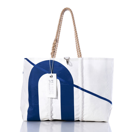 Vintage Blue U Large Tote