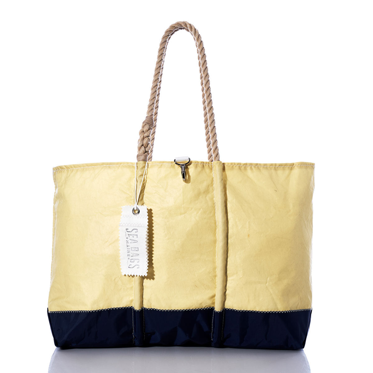 Vintage Yellow and Navy Ogunquit Beach Tote