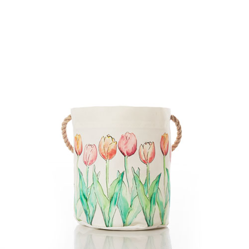 Watercolor Tulips Bucket Bag