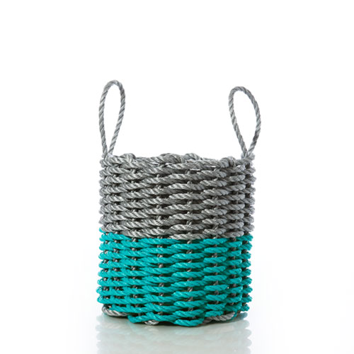 Fisherman Rope Basket - Silver & Teal