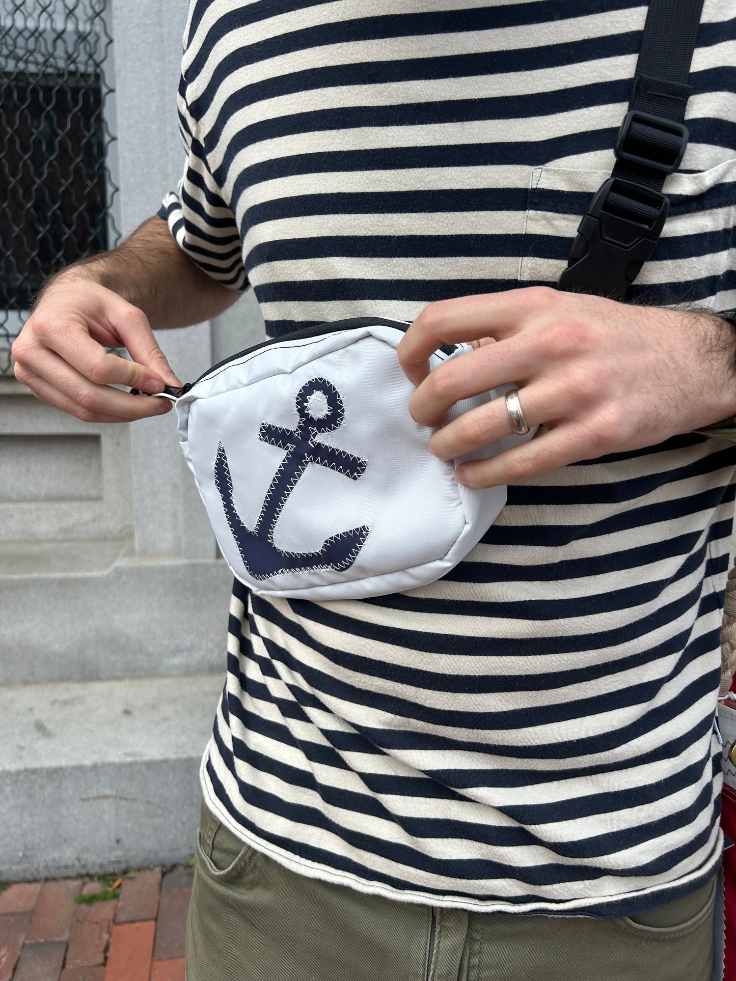 Navy Anchor Belt Bag