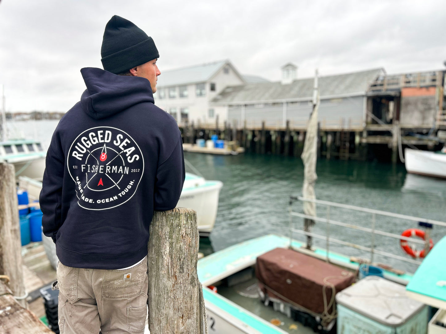 Rugged Seas Navy Hoodie