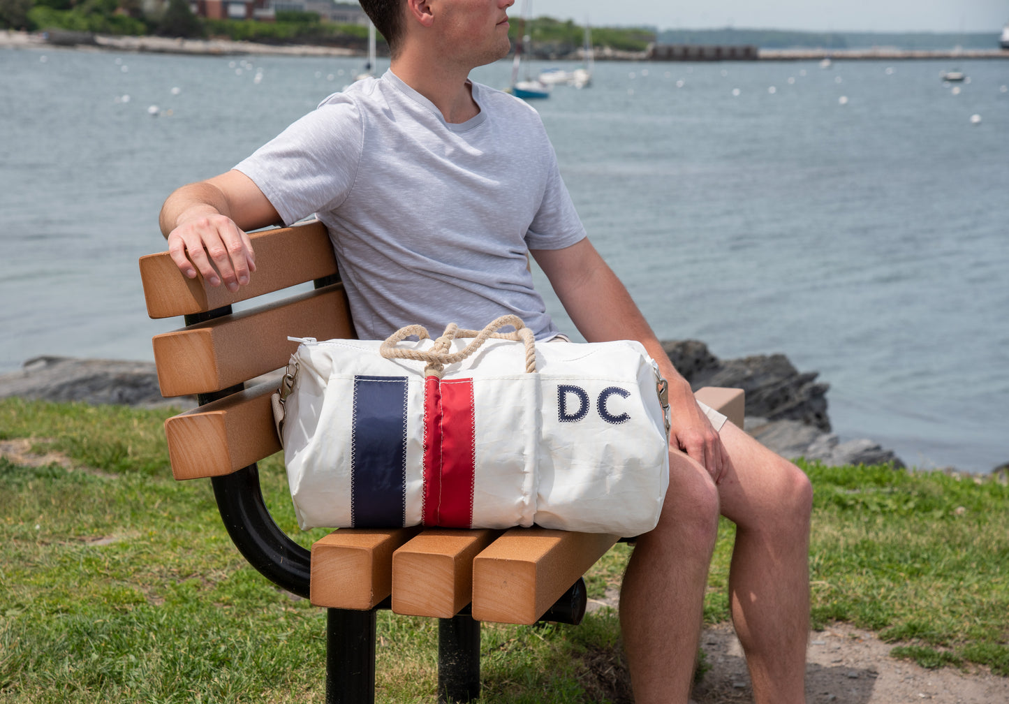 Custom Monogram Vertical Stripe Duffel