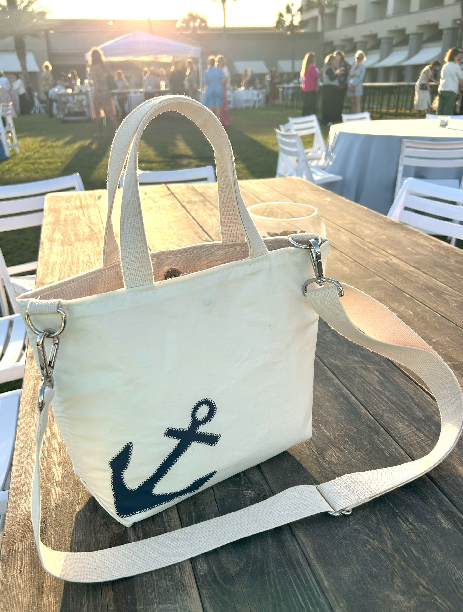 Navy Anchor Crossbody Tote Alternate Image 5