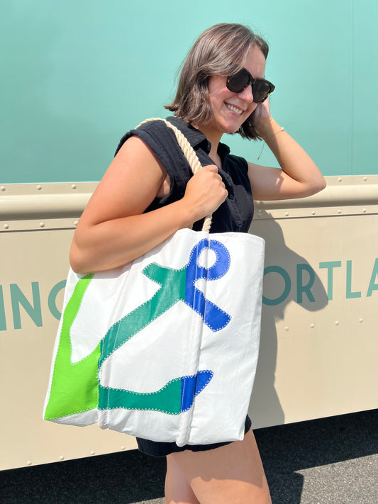 Rainbow Anchor Large Tote Yellow/Green