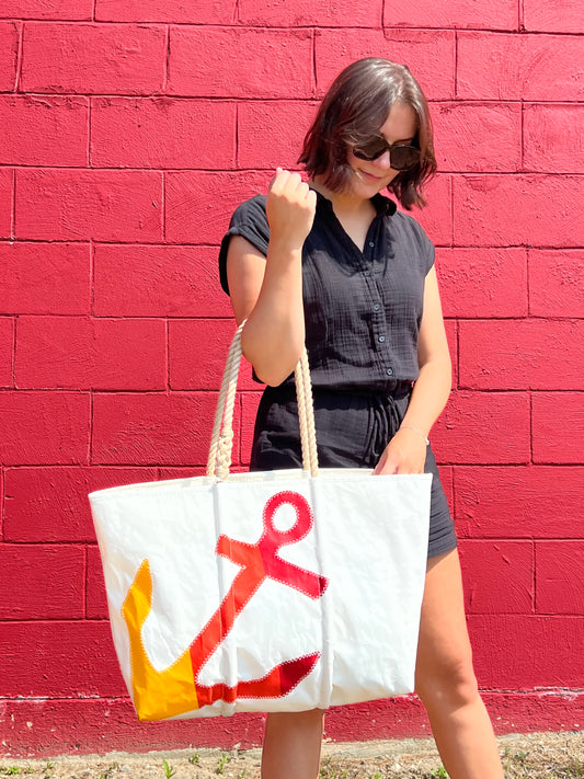 Rainbow Anchor Large Tote Red/Orange