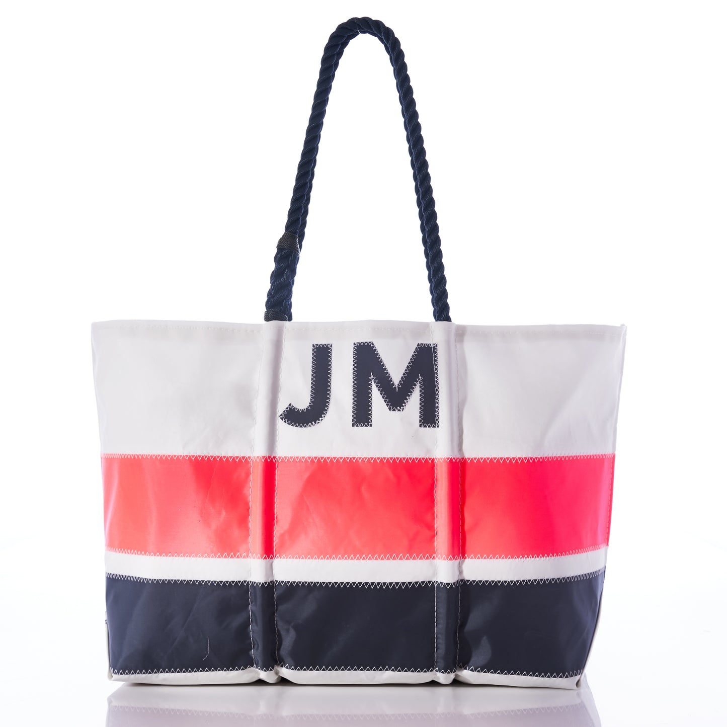 Custom Monogram Horizontal Stripe Large Tote