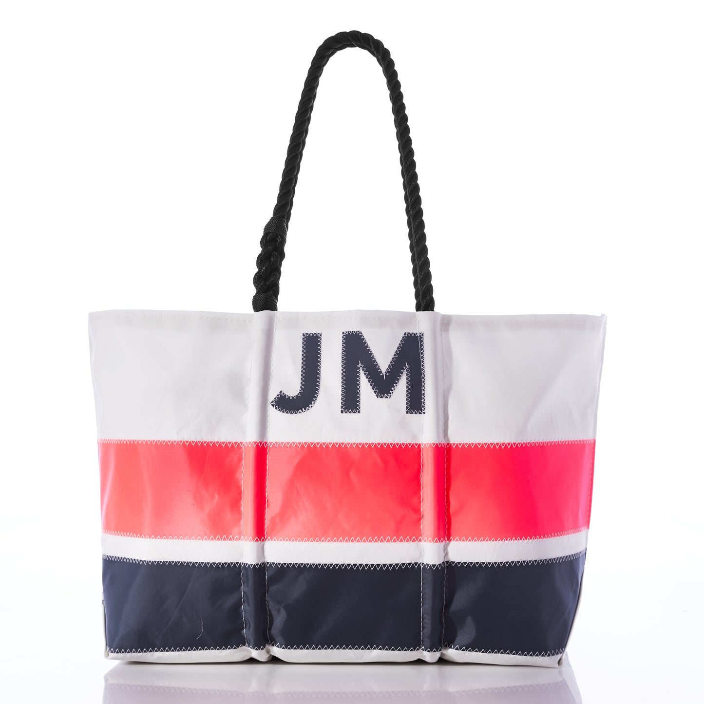 Custom Monogram Horizontal Stripe Large Tote