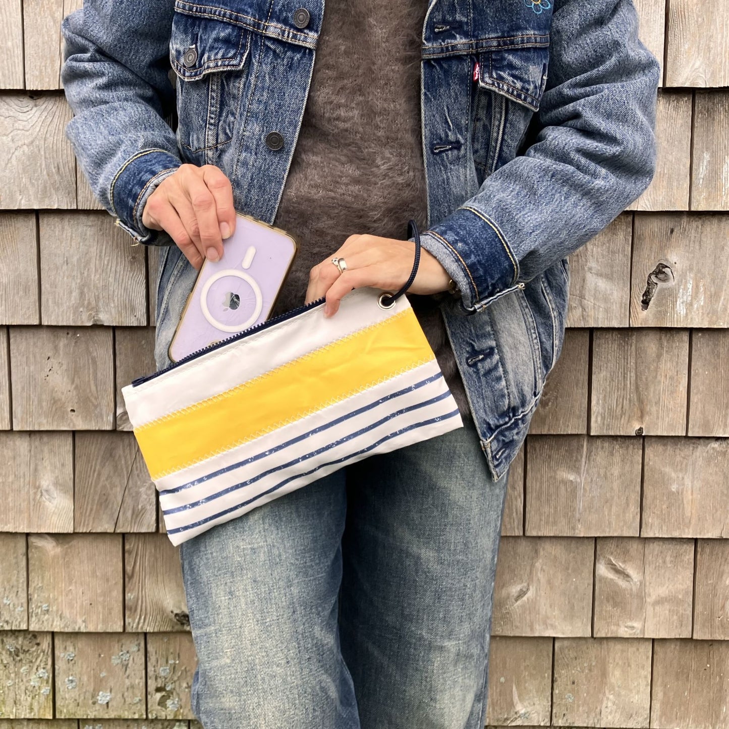 Trapline Mariner Stripe Large Wristlet - Golden Yellow