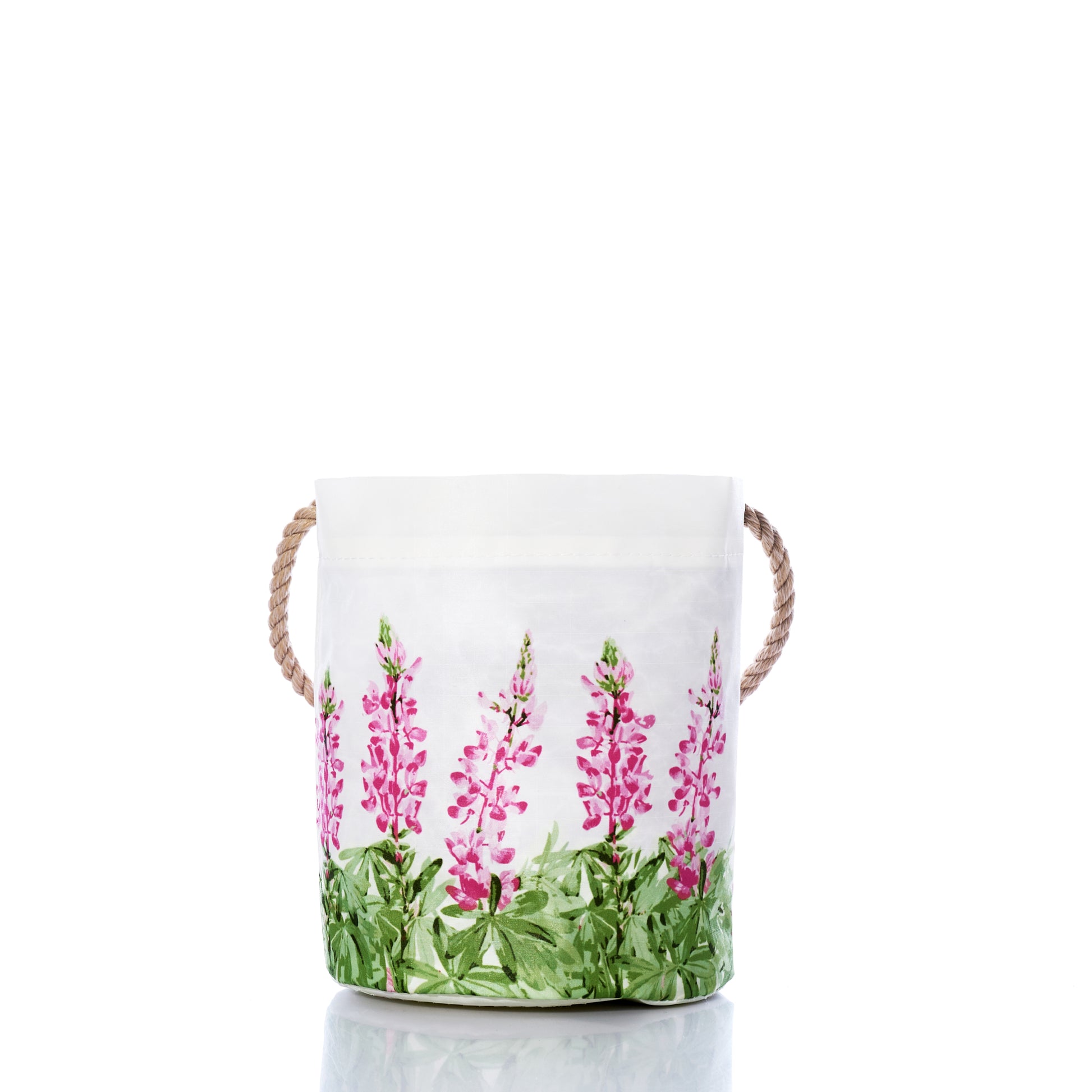cure pink lupines fundraiser bucket bag made of upcycled sail cloth