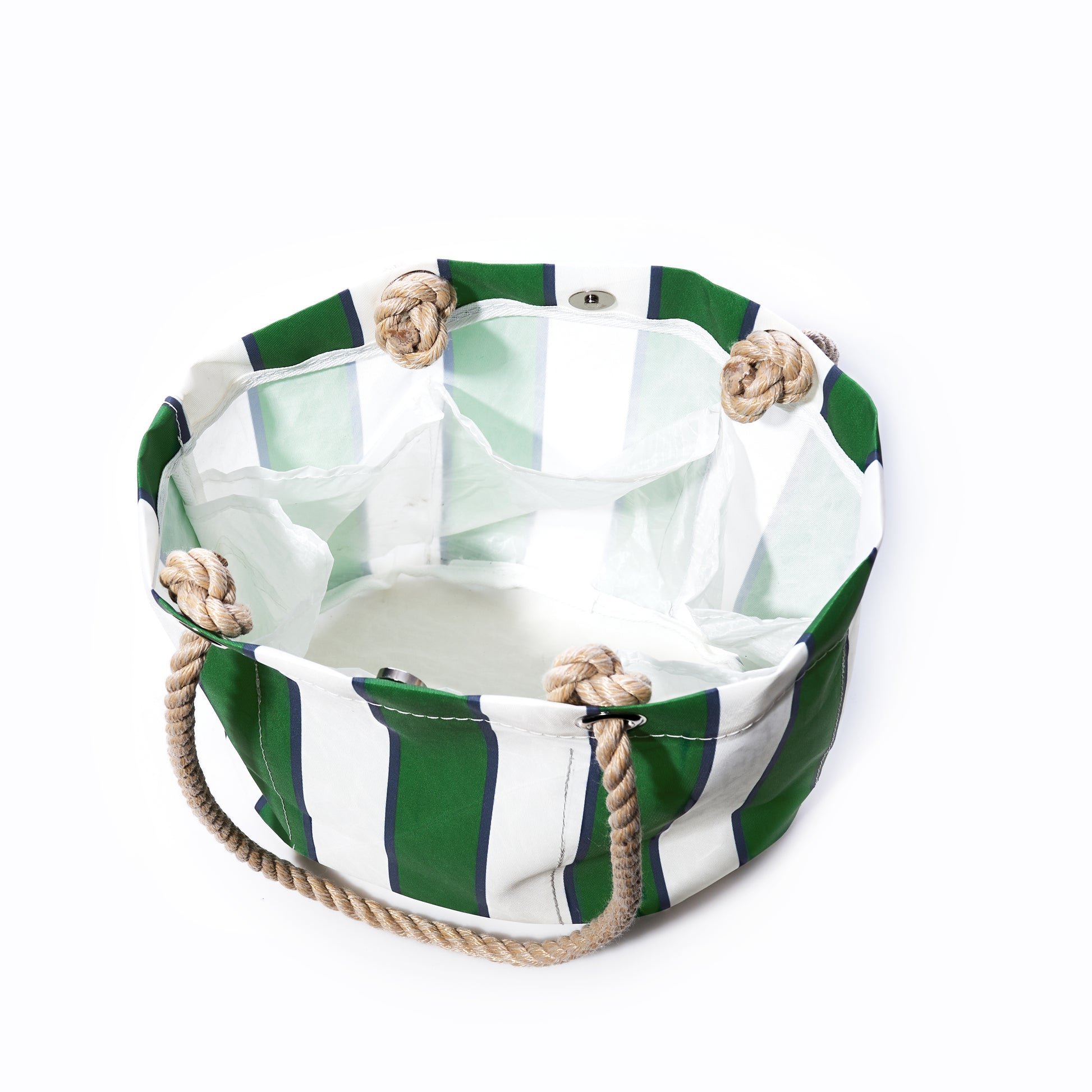 pier college rugby stripe bag from repurposed ecofriendly sail materials