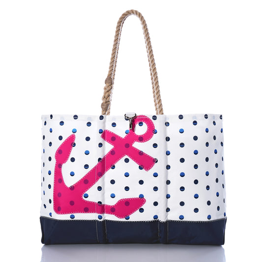 Fuchsia Anchor & Summer Dots Ogunquit Beach Tote