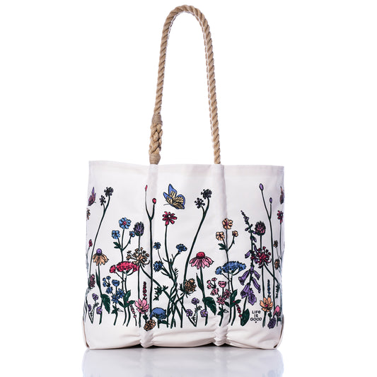 LIfe is good Wildflowers tote with strong rope handles