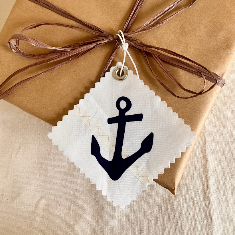 Navy Anchor Sail Cloth Gift Tag