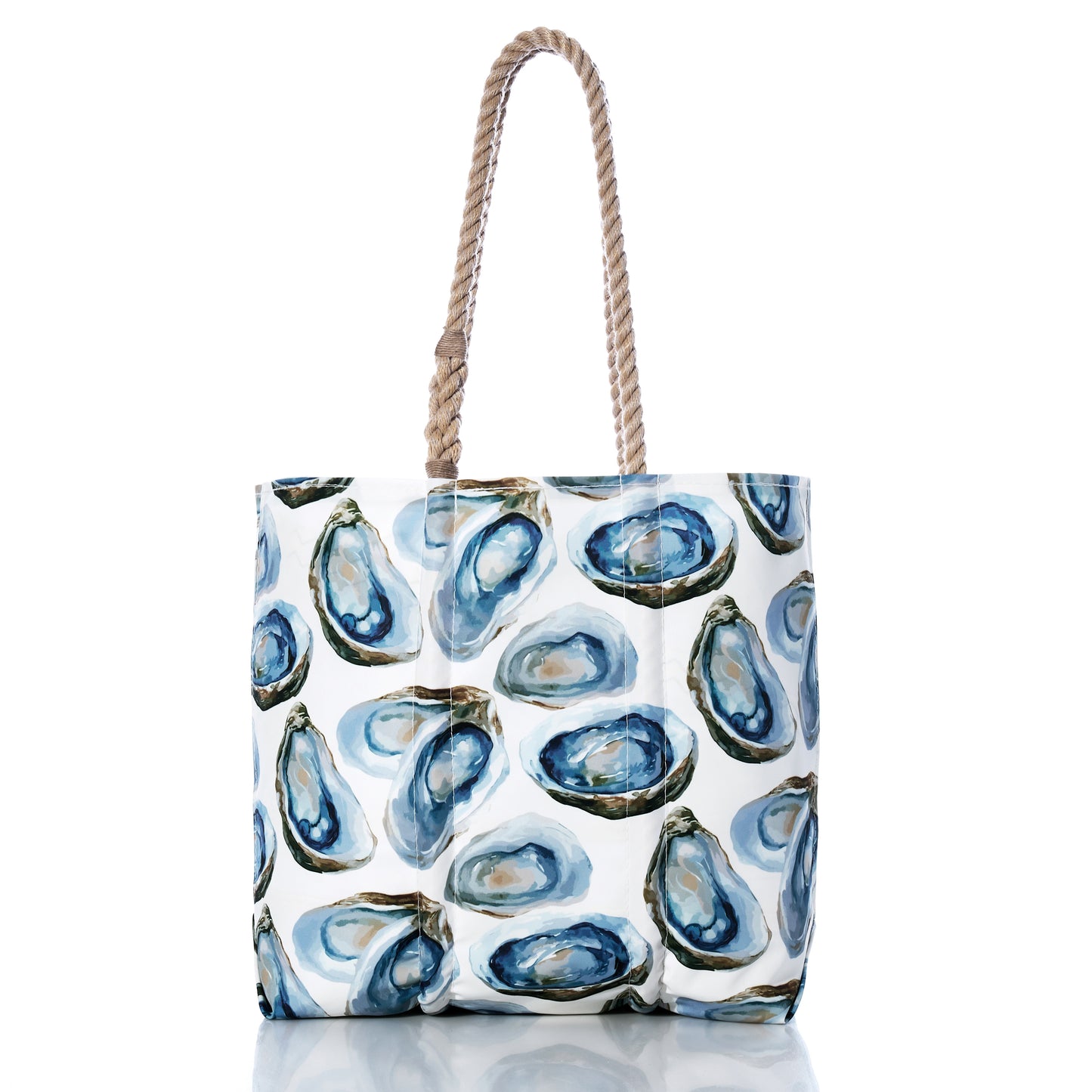Tote bag with oyster shell pattern on a white background