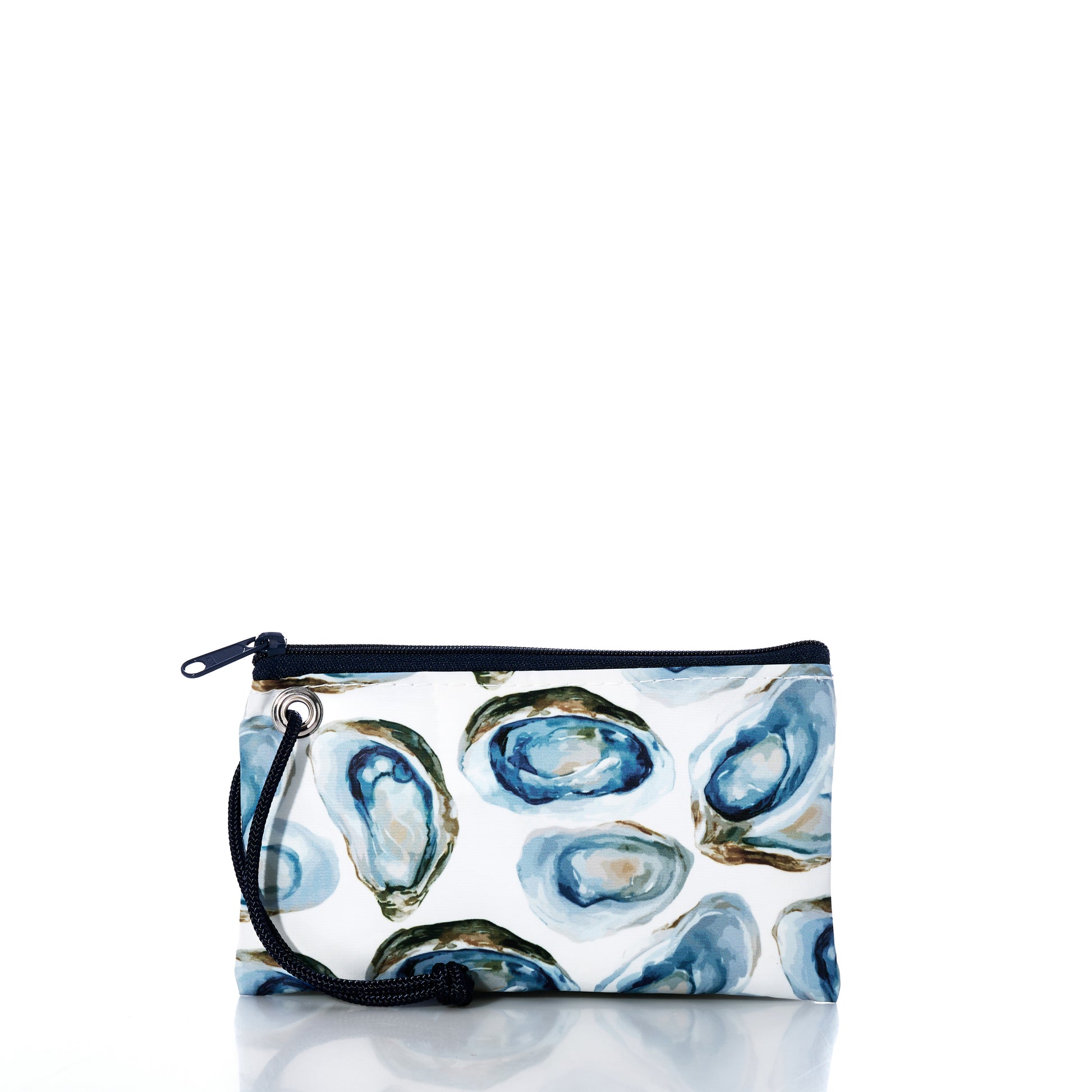 Pouch with oyster shell pattern on a white background
