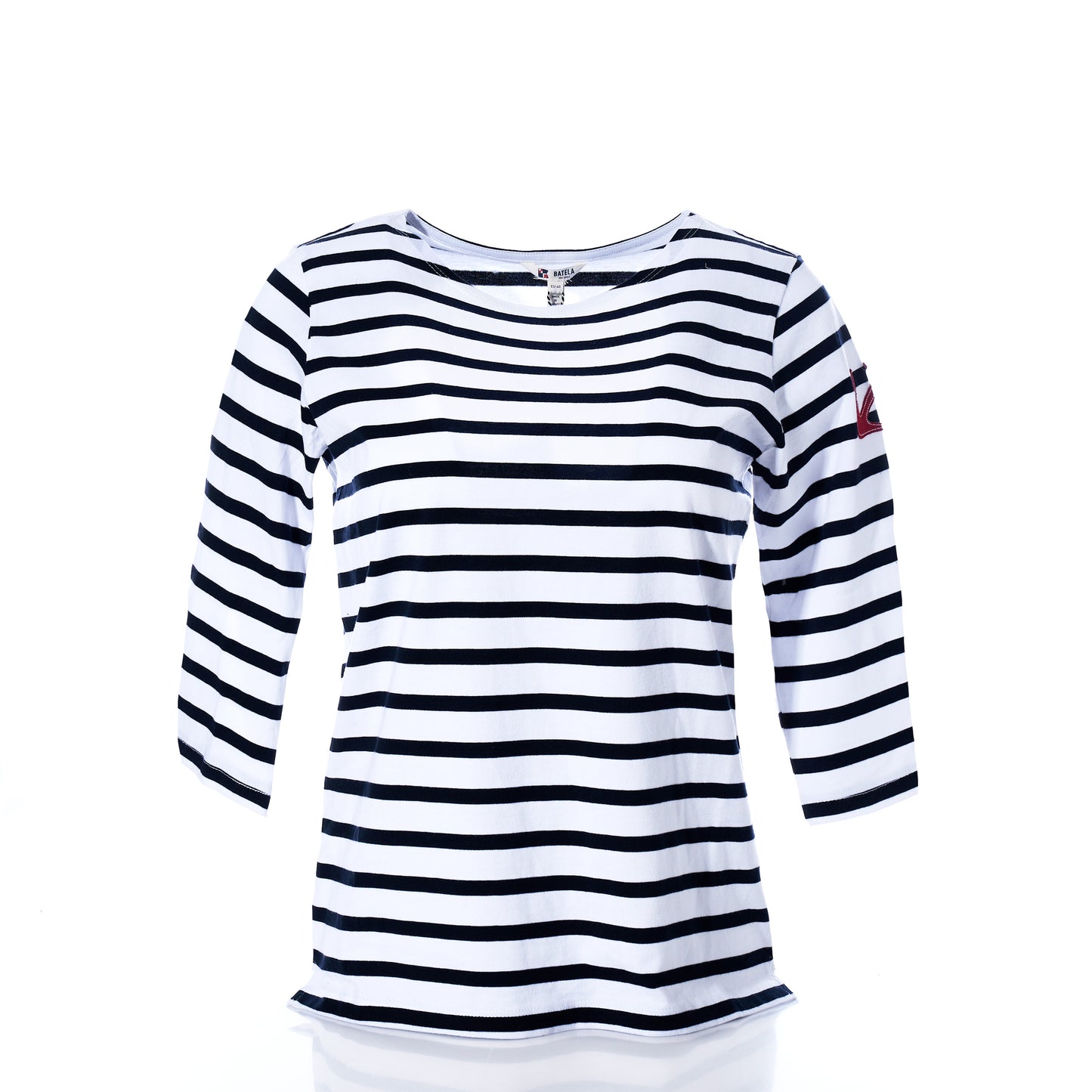 women's cotton striped shirt nautical sailor stripes and anchor design patch on sleeve