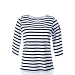 women's cotton striped shirt nautical sailor stripes and anchor design patch on sleeve