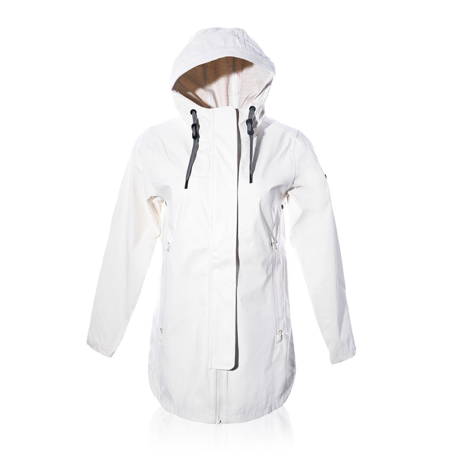 White jacket with a hood on a white background