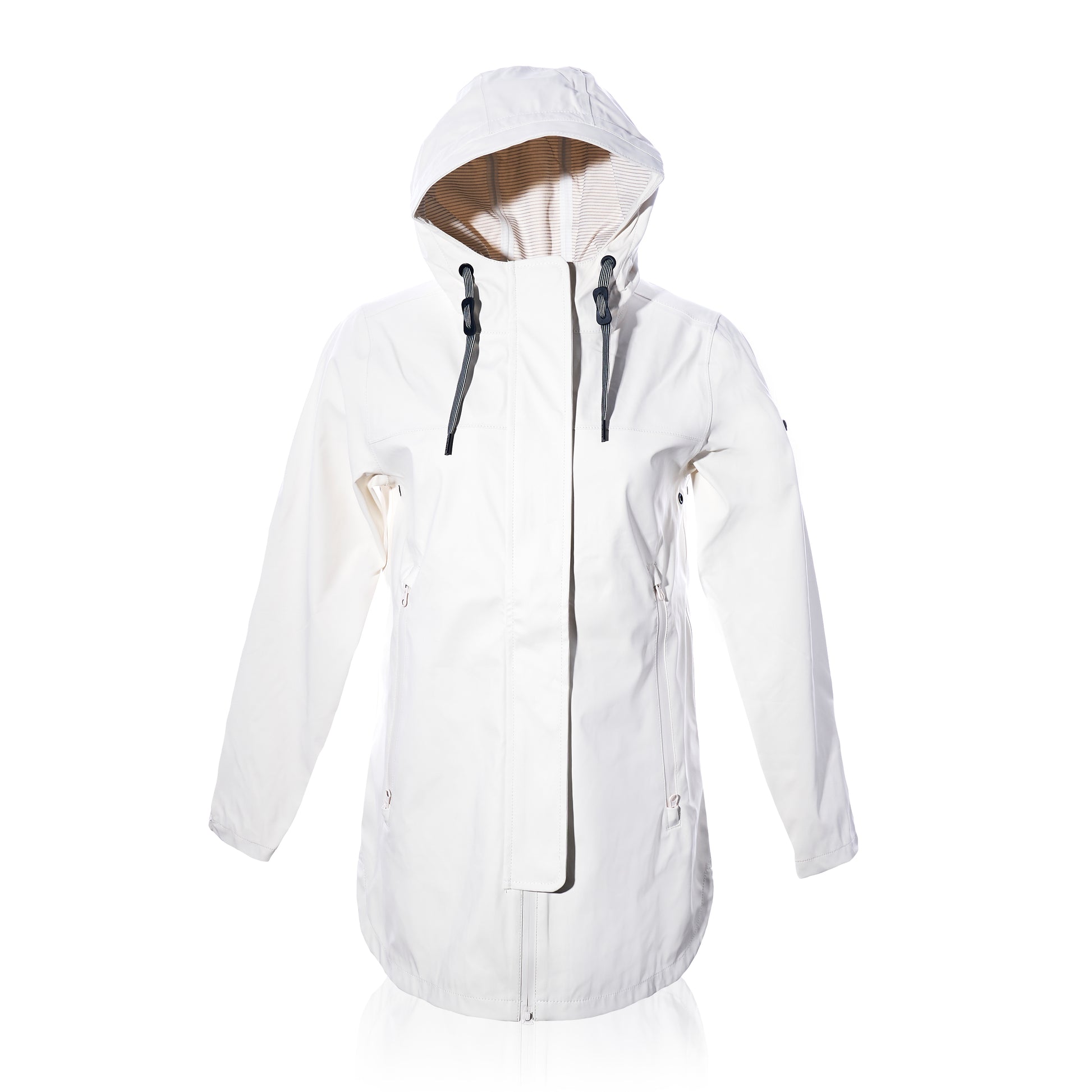 White jacket with a hood on a white background