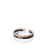 cork bracelet with silver accents and magnetic clasp elisabetta anchor navy