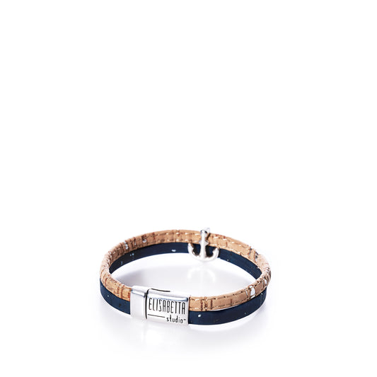 Classic Cork Bracelet Anchor on Navy