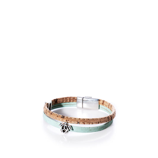 Classic Cork Bracelet Sea Turtle on Mint Green