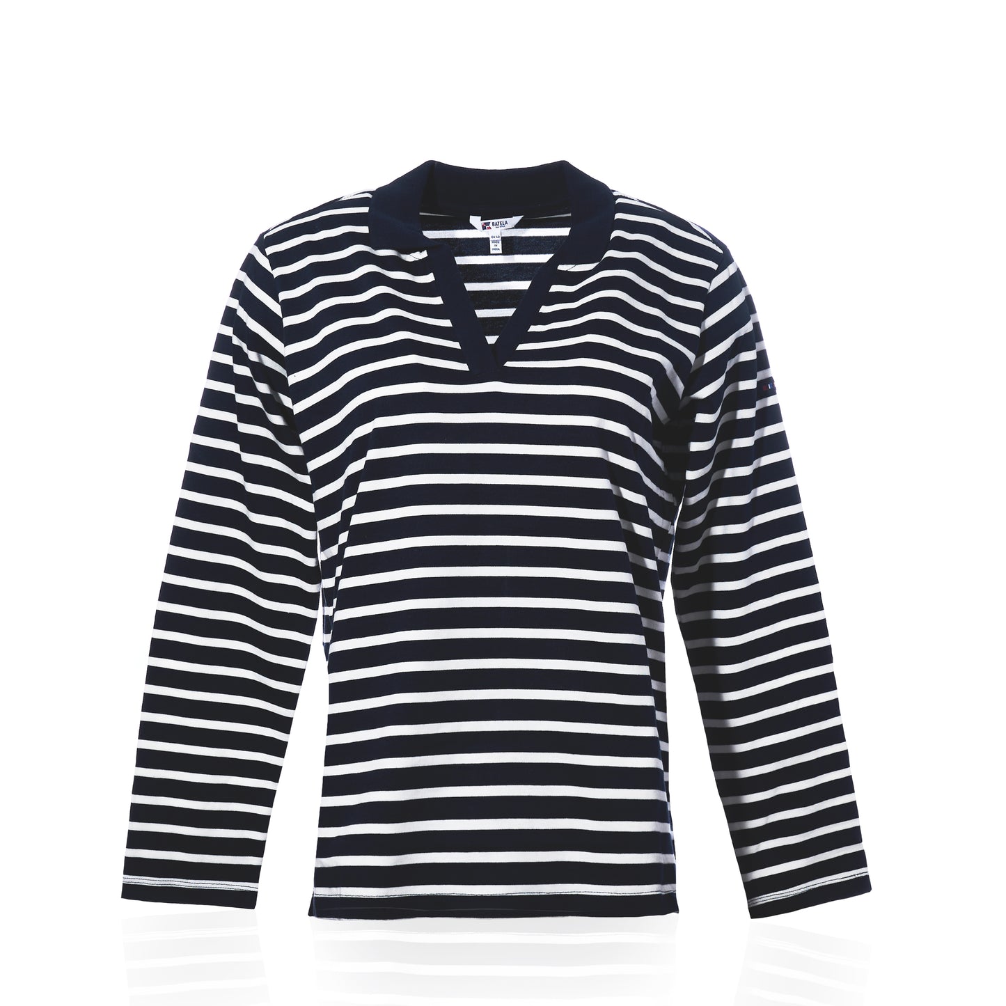 Long Sleeve Polo Shirt - Navy/White